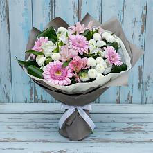 Букет цветов из:  Герберы, Альстромерии и Хризантемы #REPLACE_PRED# Рождествено