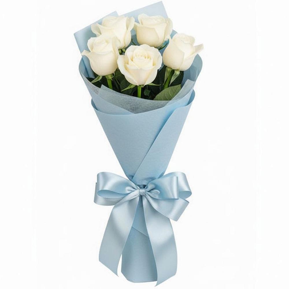 Букет 5 Белых роз Проуд в Рождествено
