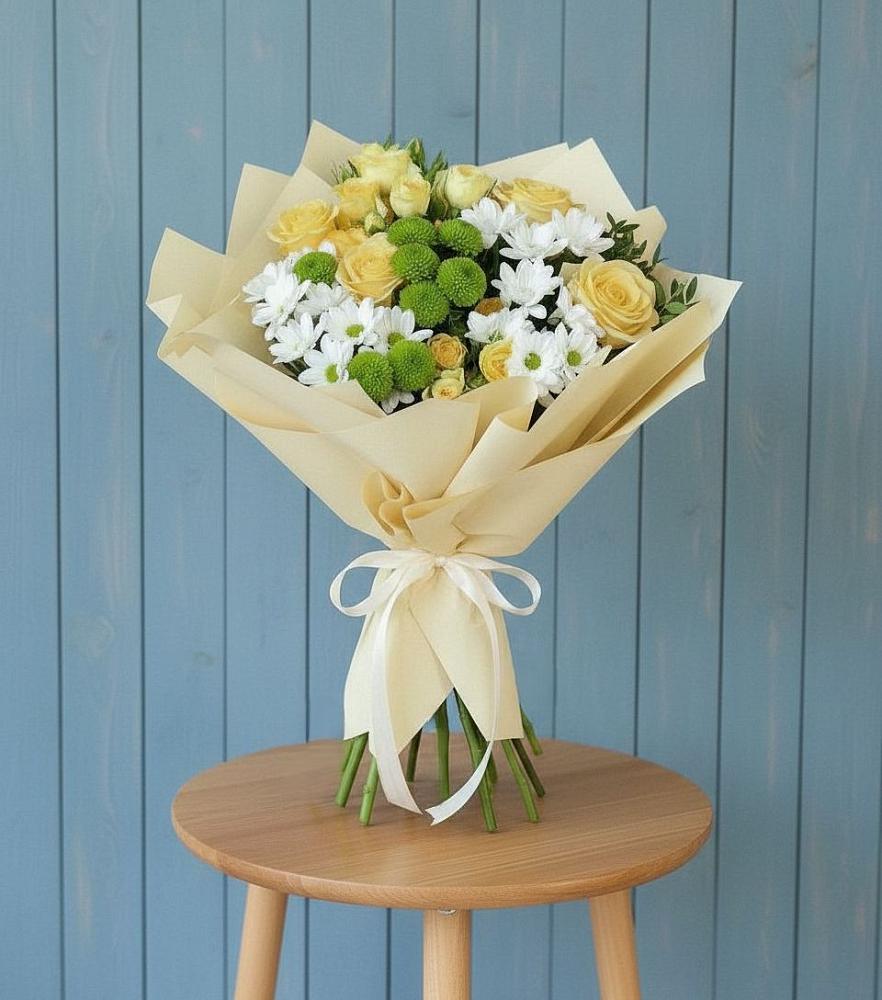 Букет цветов из: Хризантемы и Розы в Рождествено