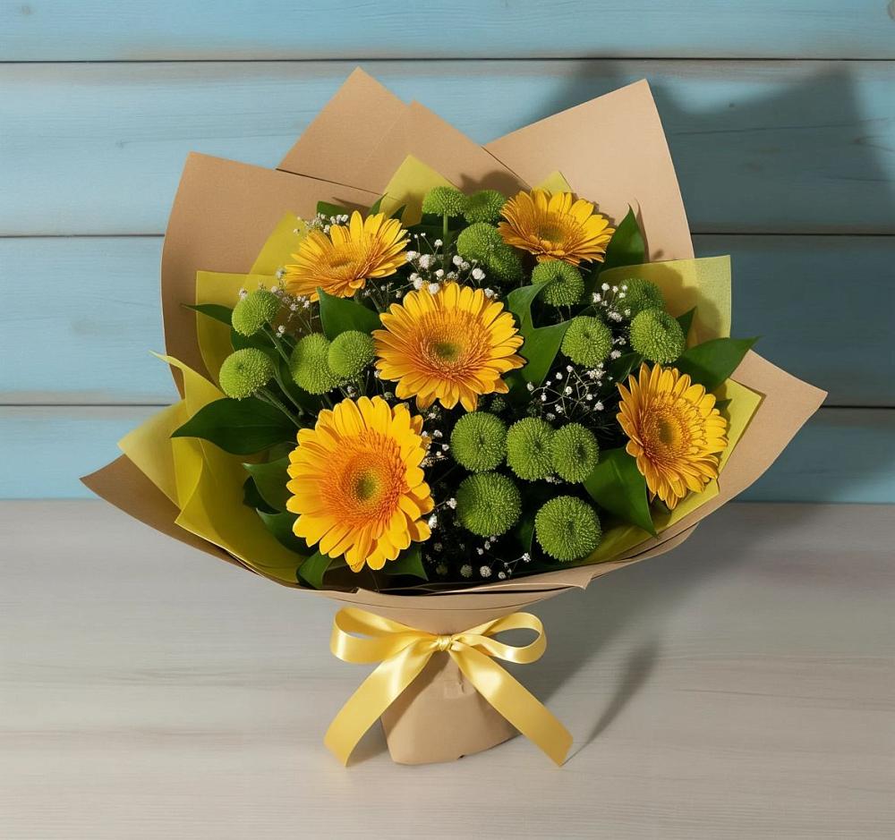 Букет цветов из: Герберы и Хризантемы в Рождествено