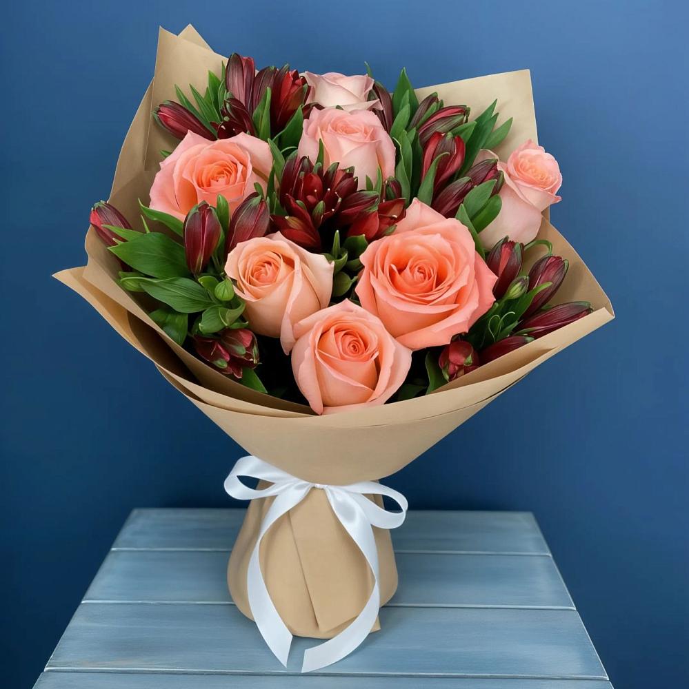 Букет цветов из: Розы и Альстромерии в Рождествено