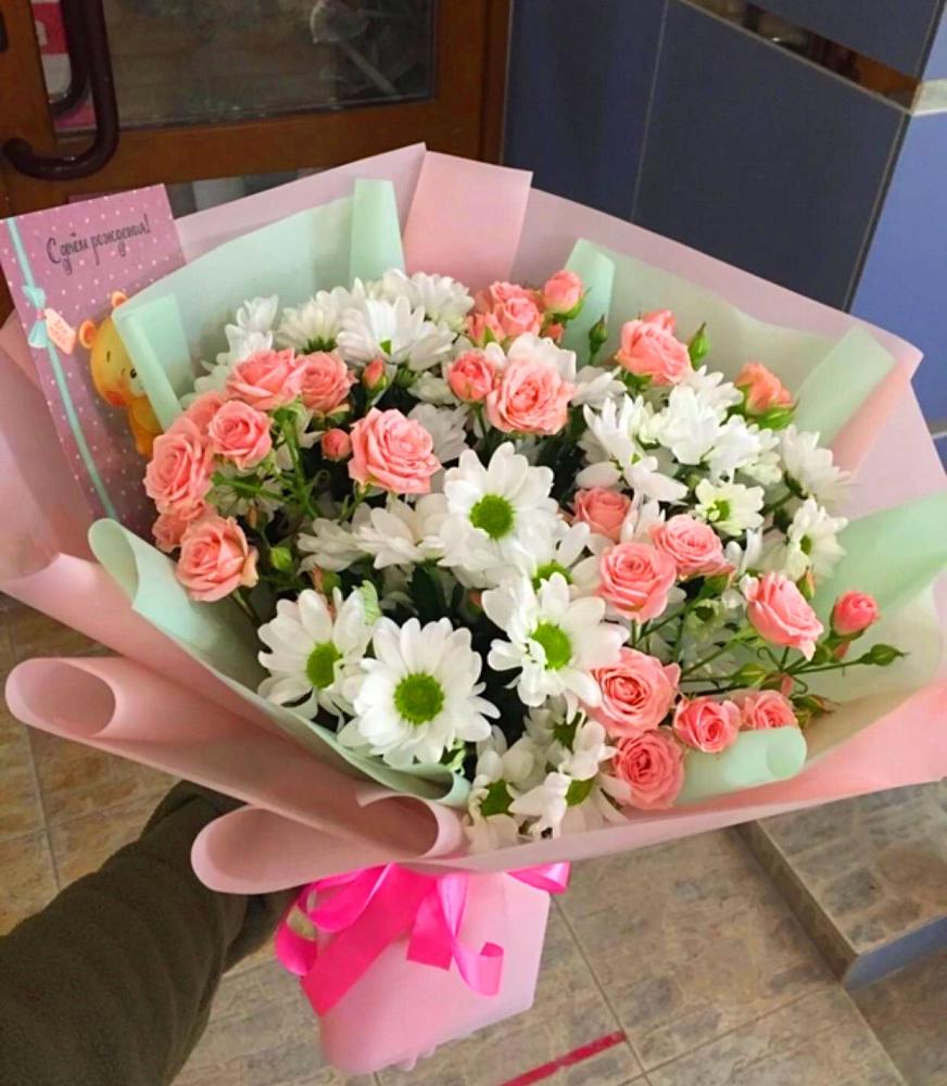 Букет цветов из: Розы и Хризантемы в Рождествено