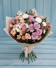 Букет цветов из:  Хризантемы, Розы и Альстромерии в Рождествено