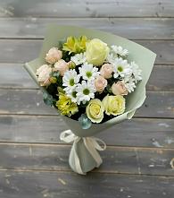 Букет цветов из:  Альстромерии, Розы и Хризантемы в Рождествено